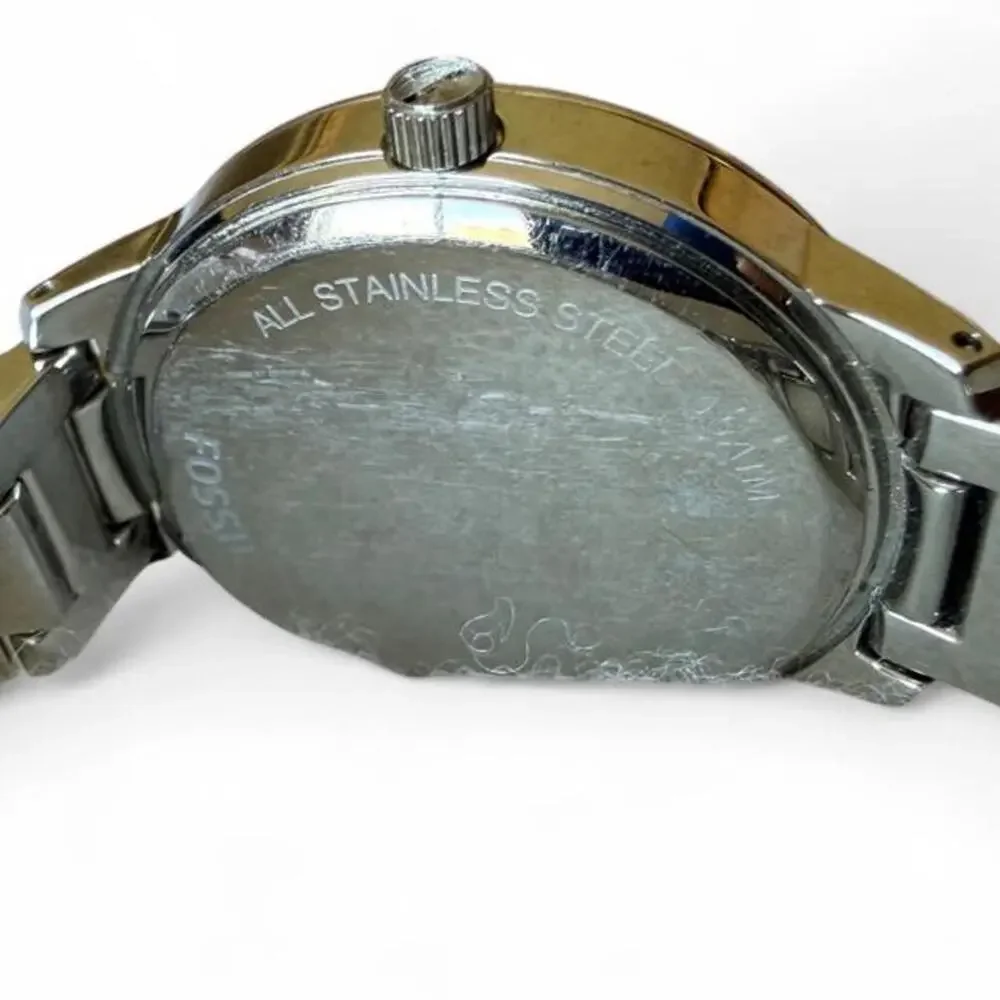 Fossil silver watch with diamond